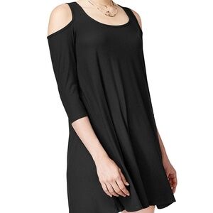 Planet Gold XL black cold shoulder scoop dress